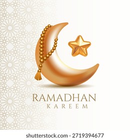 Golden Crescent Moon Islamic Background for Ramadhan
