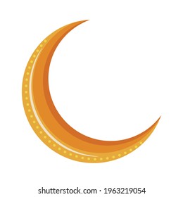 golden crescent moon isolated icon