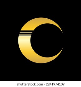 luna creciente dorada, icono del vector del logotipo