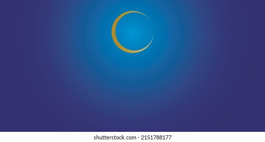 golden crescent moon , on a blue background with clouds and lights.  Vector illustration design. Vector illustration design. celebrate success background.