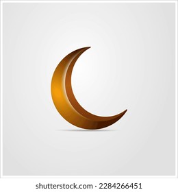 Golden Golden Crescent Moon Vector Image