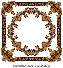 Golden Crest Ornamental Frames in Geometric Decorative Luxury Form Vector