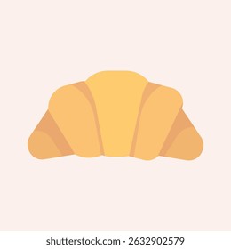 Golden Croissant Graphic: Flat Vector Pastry on Pink. A perfectly golden-baked croissant is centrally placed on a soft pink background, ideal for bakery or breakfast designs.