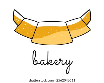 A golden croissant placed on a clean white background. The word "Bakery" written beneath it in elegant font. A simple and inviting design perfect for dessert and pastry branding