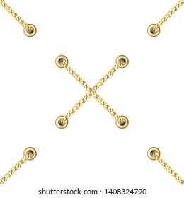Golden Cross Chains with Metal Eyelets Seamless Pattern.