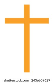 A golden cross isolated on whiet background. Editable Clip art.