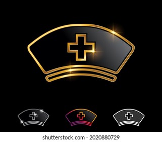 Golden Cross Nurse Hat Vector Sign