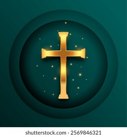 golden cross religious background for christian festival vector