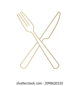 golden crossed cutlery: fork and knife -vector illustration