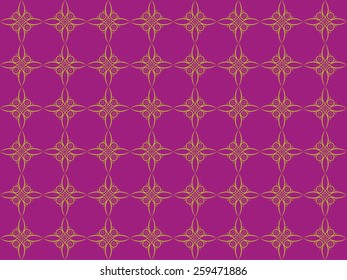 Golden Crosses Pattern on Purple Background. Purple is a symbol or royalty and piety in Roman Catholic religion. Editable Vector EPS10.