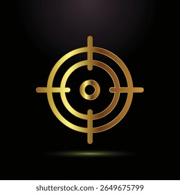 Golden crosshair target symbol on a black background representing focus and precision