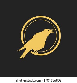 the golden crow logo in an elegant environment