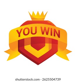 Golden crown award ribbon declaring you win