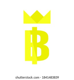 Golden crown and bath sign on white background