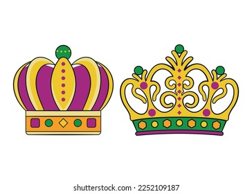 Golden crown cartoon icon. King queen Vector jewelry illustration 