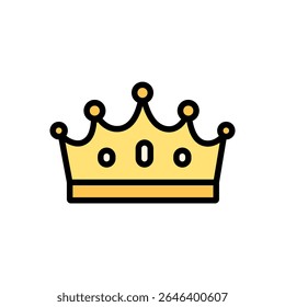 Golden crown in colored outline style with bright tones and gem highlights. Ideal for fantasy quests, victory rewards, and kingdom-themed graphics.