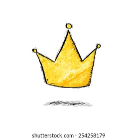 Golden crown in comic style in vector.
