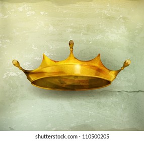 Golden Crown design element, old-style vector