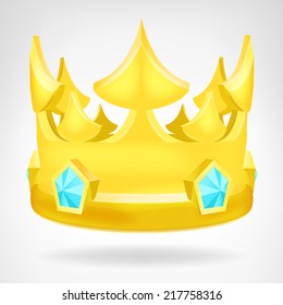golden crown with diamonds object isolated vector background