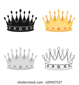 Golden crown with diamonds the winner of the beauty contest.Awards and trophies single icon in cartoon style vector symbol stock illustration.