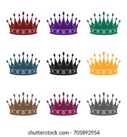 Golden crown with diamonds the winner of the beauty contest.Awards and trophies single icon in black style vector symbol stock illustration.