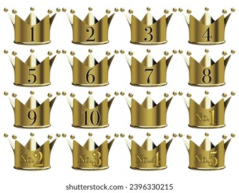 Golden crown emblem set vector illustration