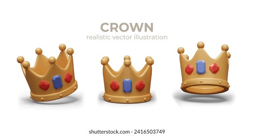 Golden crown encrusted with precious stones. Royal metal regalia