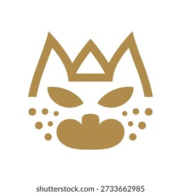 Golden crown face icon with dots