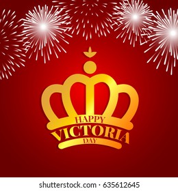 Golden crown with fireworks for celebrate the Victoria day