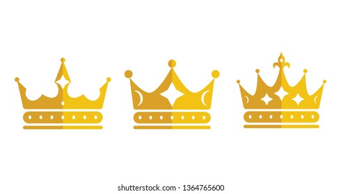 Golden Crown With Flat Design, Vector Illustration