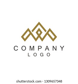 Golden Crown Flat logo design minimalist