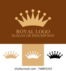 Golden Crown - Flat Logo isolated on different colors, Vector Illustration.