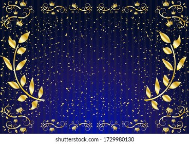 golden crown frame and blue striped background