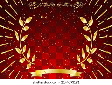 golden crown frame and red check pattern background