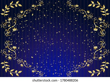 golden crown frame and royal striped background