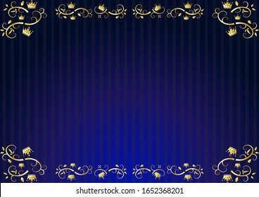 golden crown frame and striped background