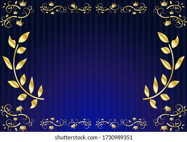 golden crown frame and striped background