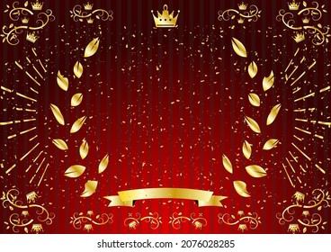 Golden Crown Frame And Striped Background