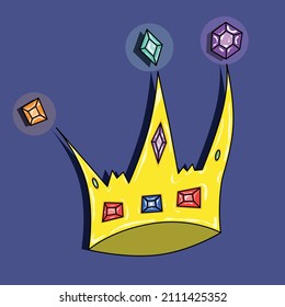 Golden crown with gems. Vector
