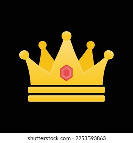 Golden Crown With Gradient Mesh on black background. Vector Illustration