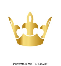 Golden Crown With Gradient Mesh, Vector Illustration - Vector