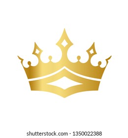 Golden Crown With Gradient Mesh, Vector Illustration - Vector