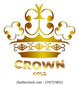 Golden Crown With Gradient Mesh, Vector Illustration. Logo Gold Crown,Icon Gold Crown