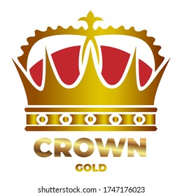 Golden Crown With Gradient Mesh, Vector Illustration. Logo Gold Crown,Icon Gold Crown