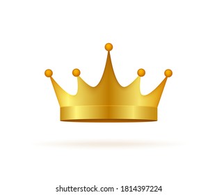 Golden Crown With Gradient Mesh. Vector stock illustration.