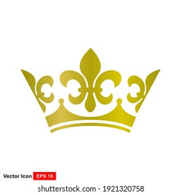 Golden Crown With Gradient Mesh, Vector Illustration