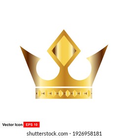 Golden Crown With Gradient Mesh, Vector Illustration