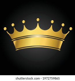 Golden Crown With Gradient Mesh, Vector Illustration
