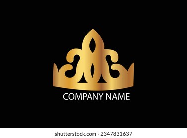 Golden Crown With Gradient Mesh, Vector Illustration