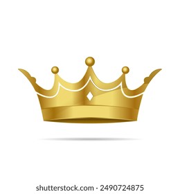 Golden Crown With Gradient Mesh, Vector Illustration